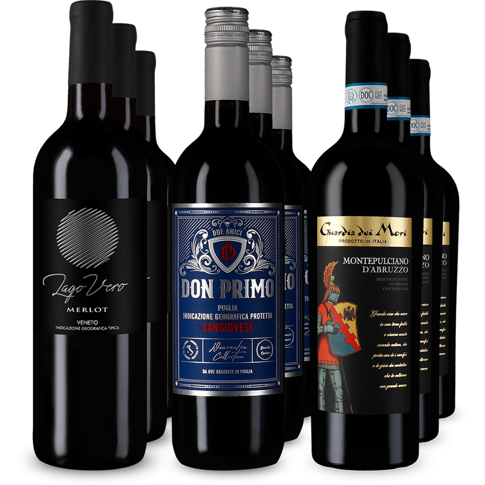 Vini rossi italiani in pacco 3x3 – Gold