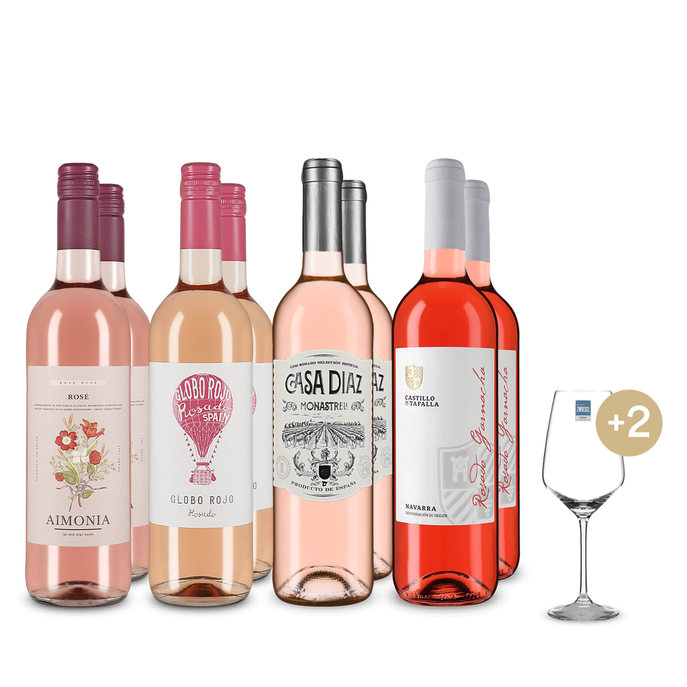 4x2 Rosado selezione + 2 bicchieri & spedizione gratis