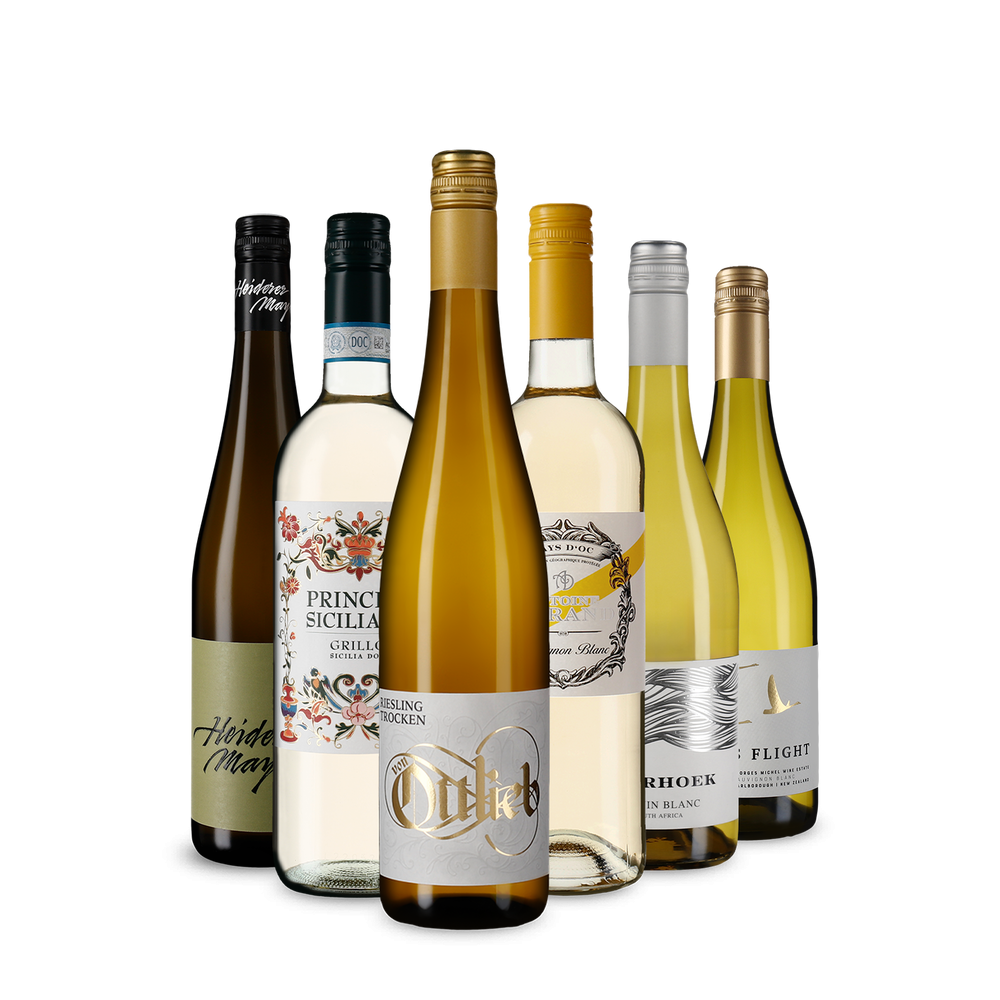 6x1 Selezione di vini bianchi pluripremiati con l'oro da tutto il mondo