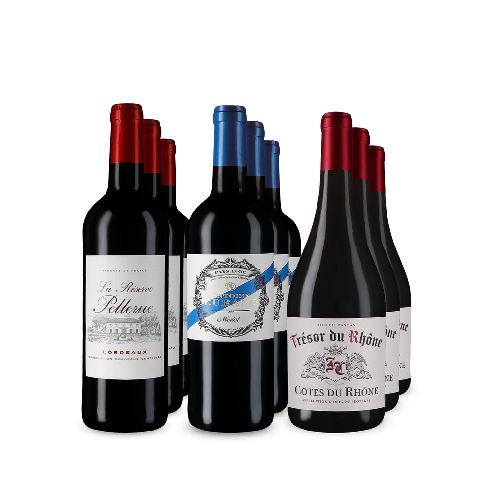 3x3 Selezione di vini rossi francesi dalle migliori regioni