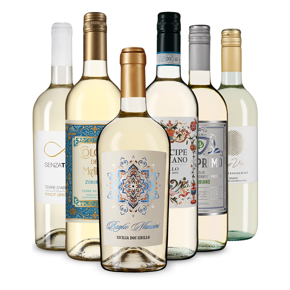6x1 La varietà dei vini bianchi italiani in offerta