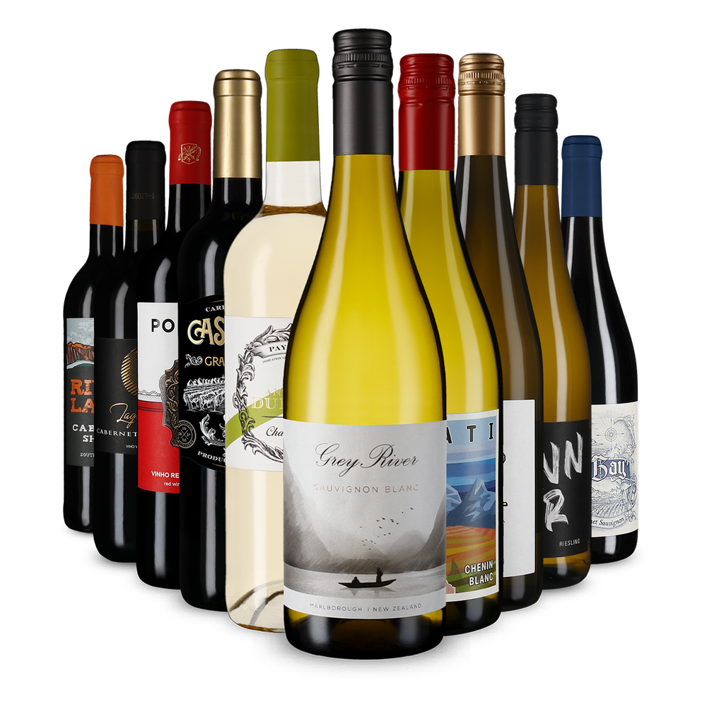 10x1 Cofanetto viaggio di gusto intorno al mondo: varietà di vini