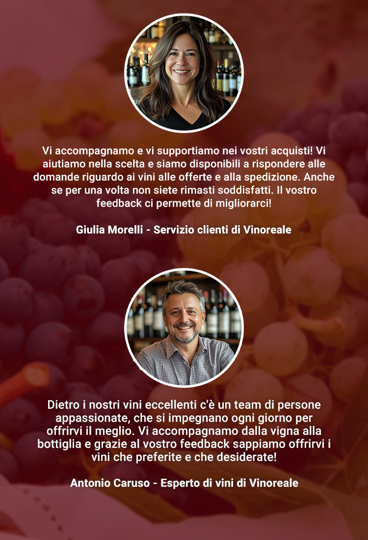 Giulia Morelli del nostro servizio clienti e Antonio Caruso, il nostro esperto di vini